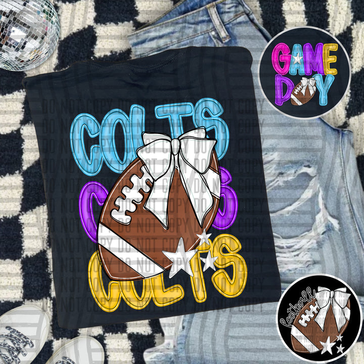 Bright And Preppy Football Stacked DTF Print