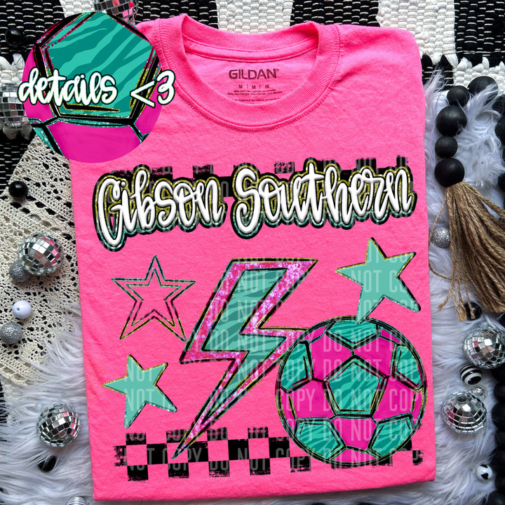 Rainbow Soccer Bolts DTF Print