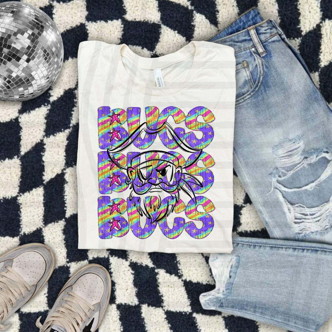Rainbow Swirl Mascot Outlines DTF Print