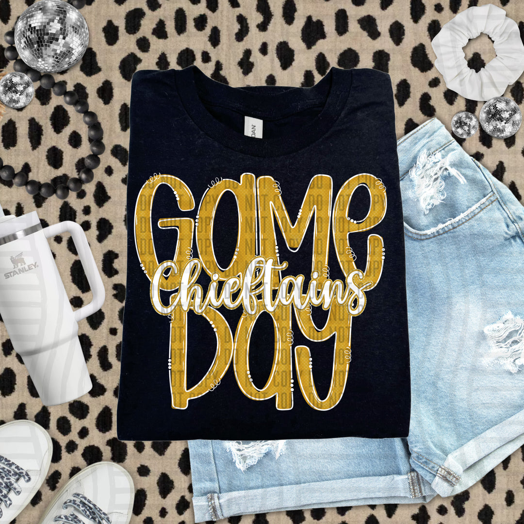 Doodle Gameday Gold DTF Print