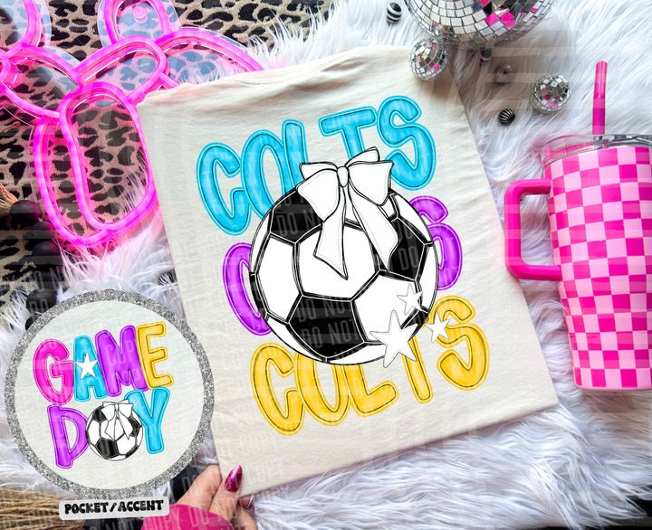 Bright Preppy Soccer DTF Print
