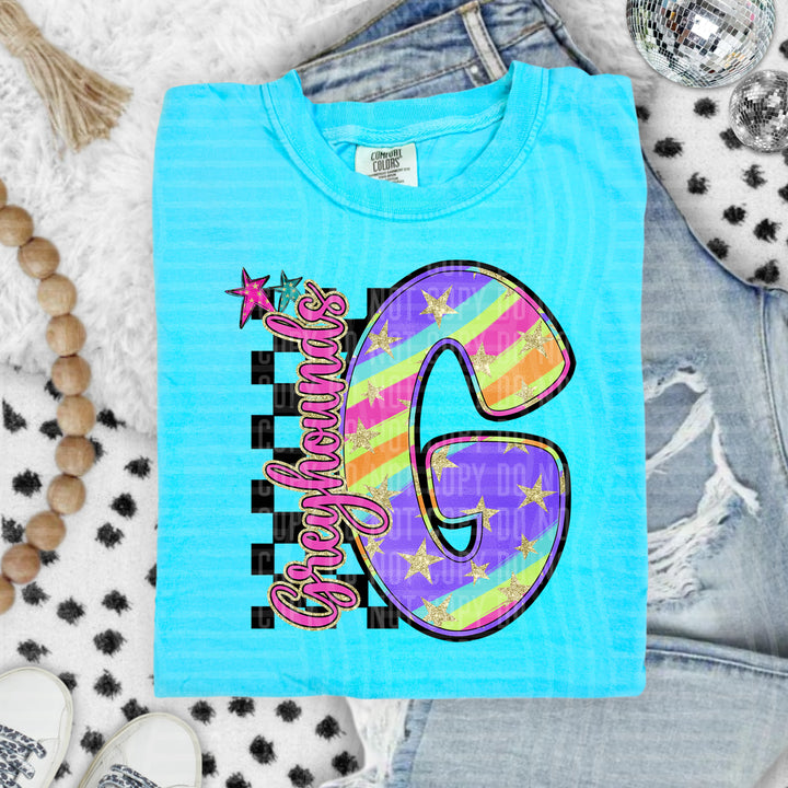 Rainbow Swirl Initials DTF Print