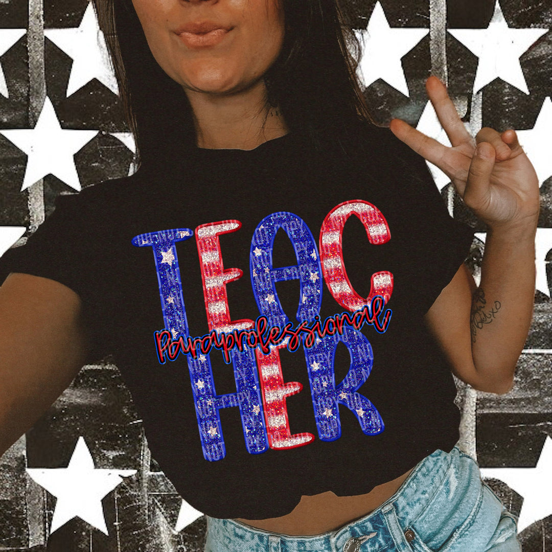 Stars And Stripes Teacher DTF Print