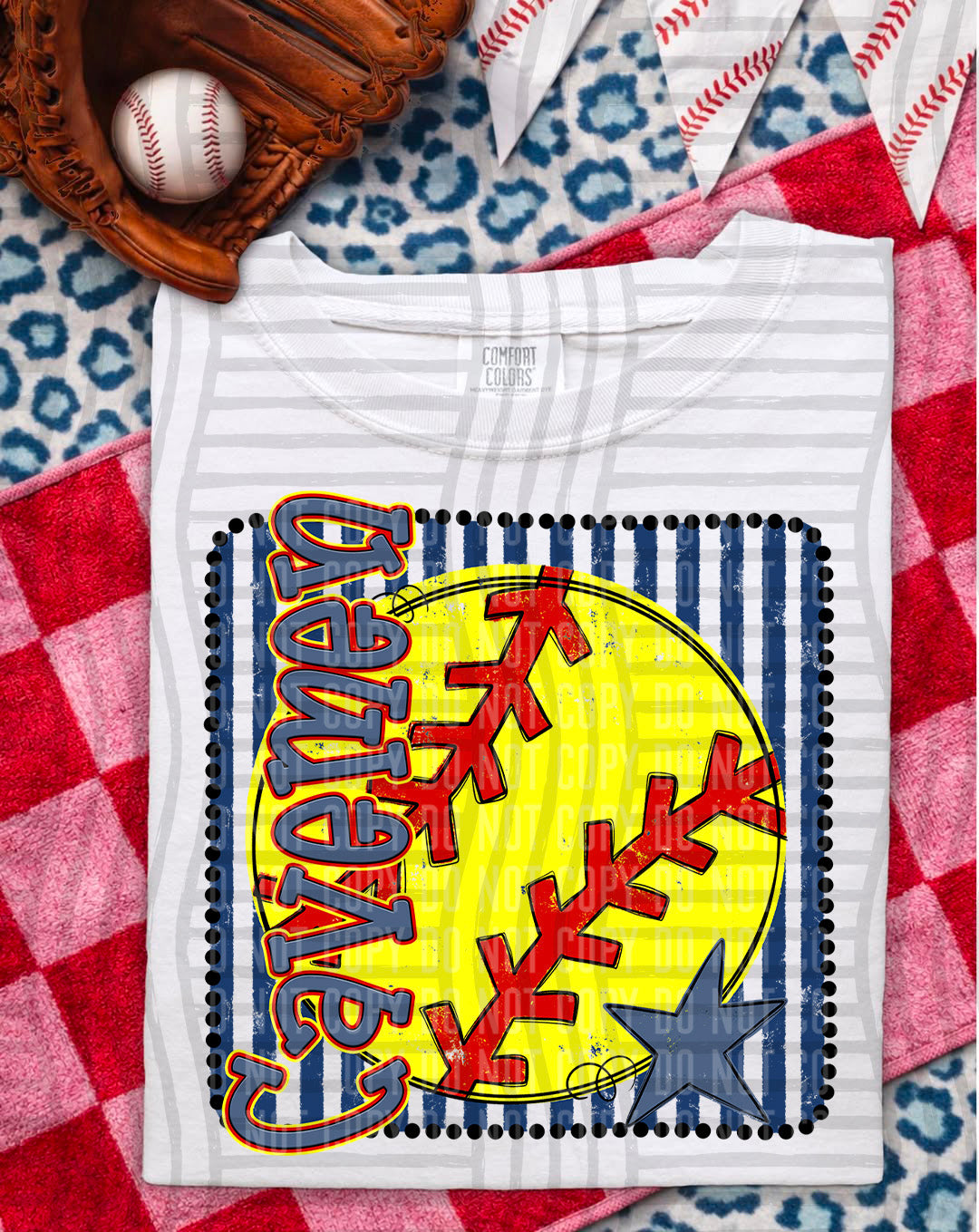 Softball RWB Framed DTF Print