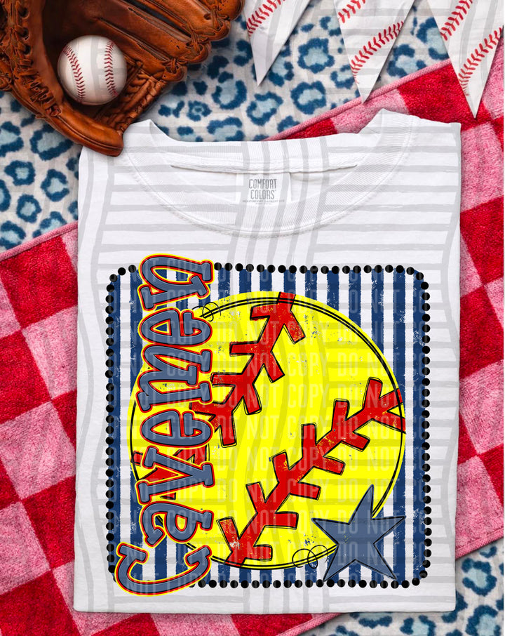 Softball RWB Framed DTF Print