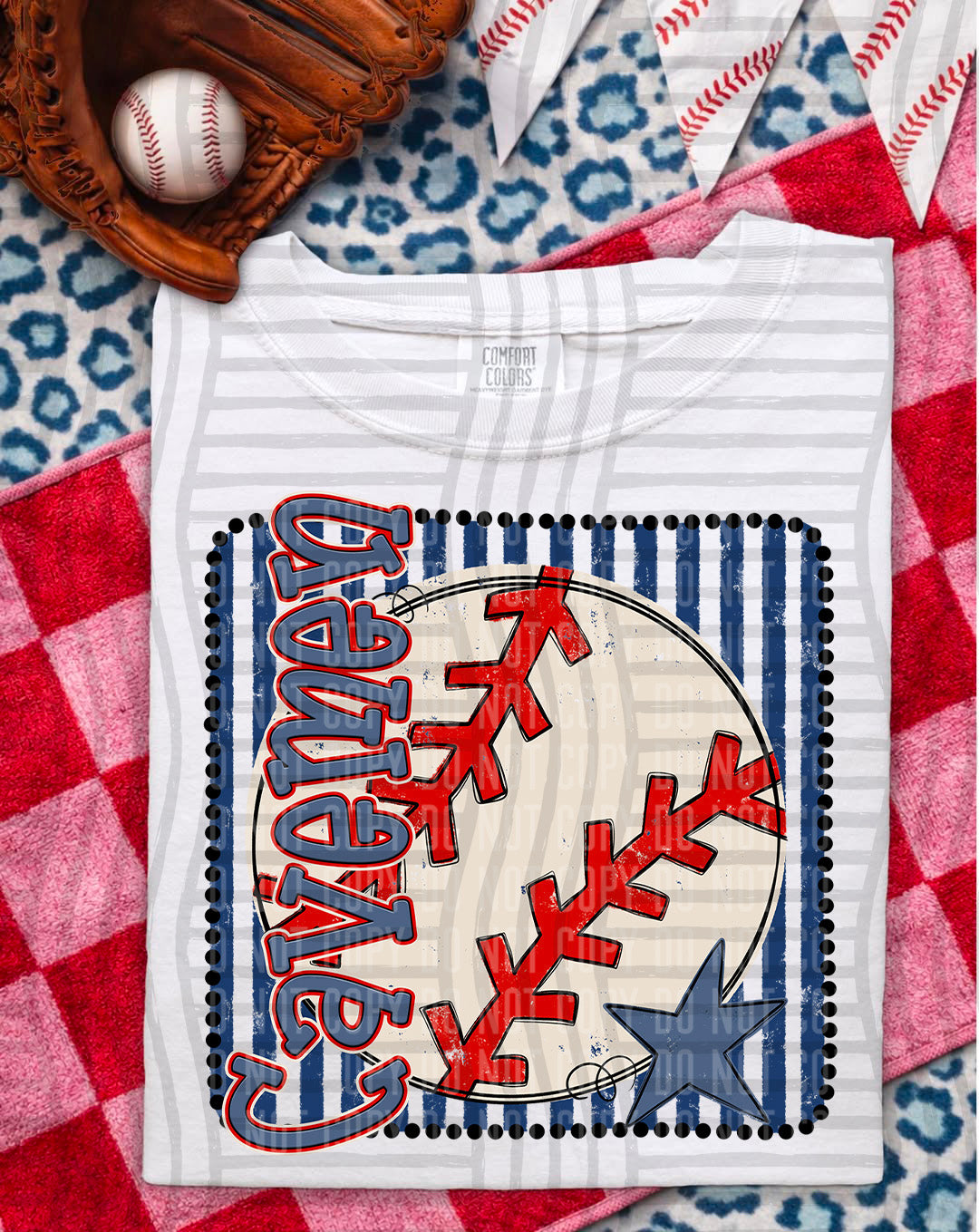 Baseball RWB Framed DTF Print