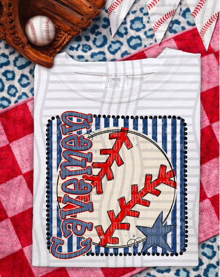 Baseball RWB Framed DTF Print