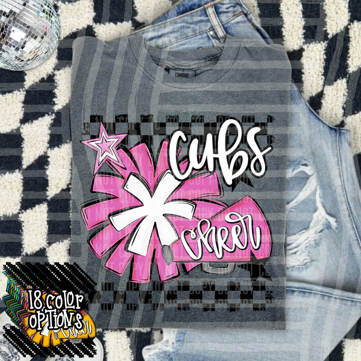 Cheer Pom With Names Grey DTF Print