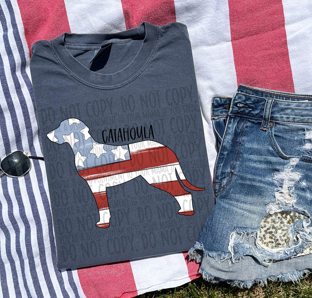 Patriotic Dog Designs Black Text DTF Print