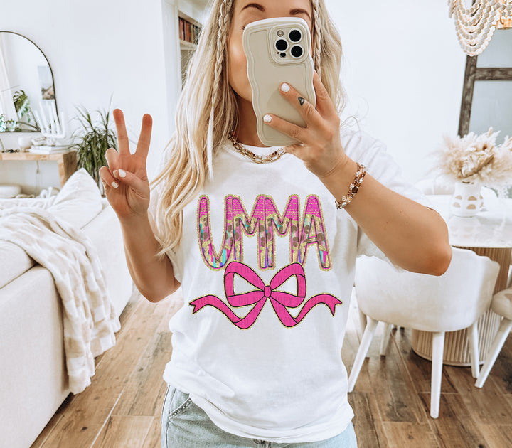 Preppy Leopard Bow Mom Name DTF Print