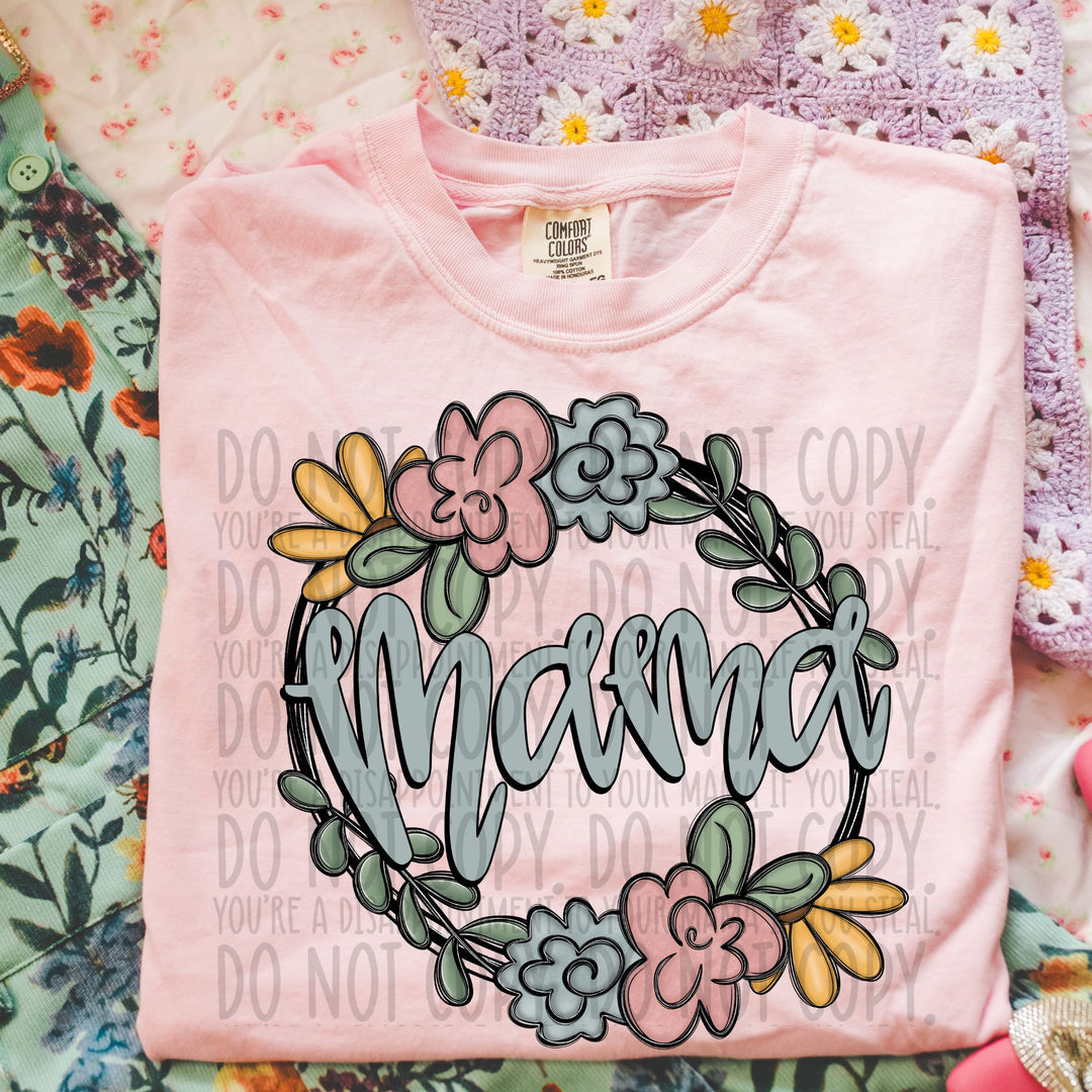 Mama Floral Doodle DTF Print