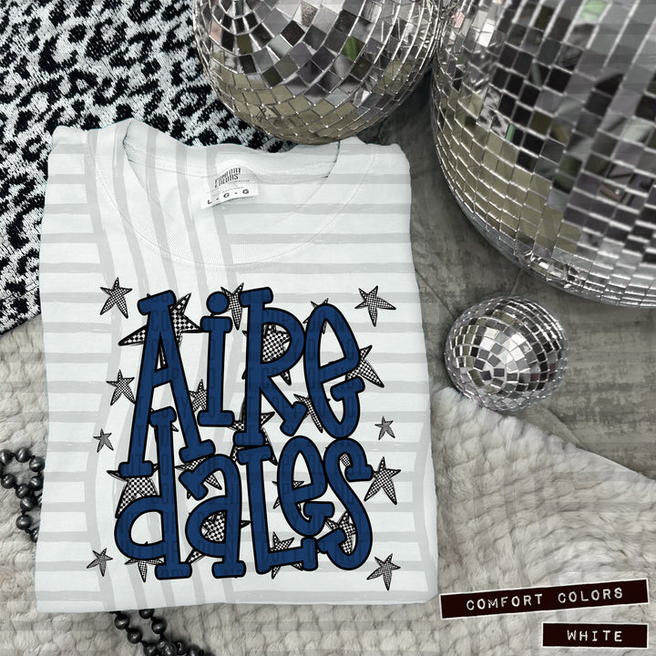 Navy Staggered DTF Print