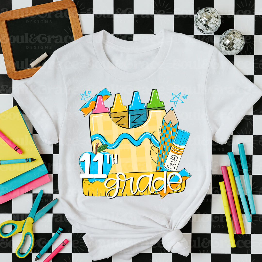 Back To School Pink And Blue DTF Print