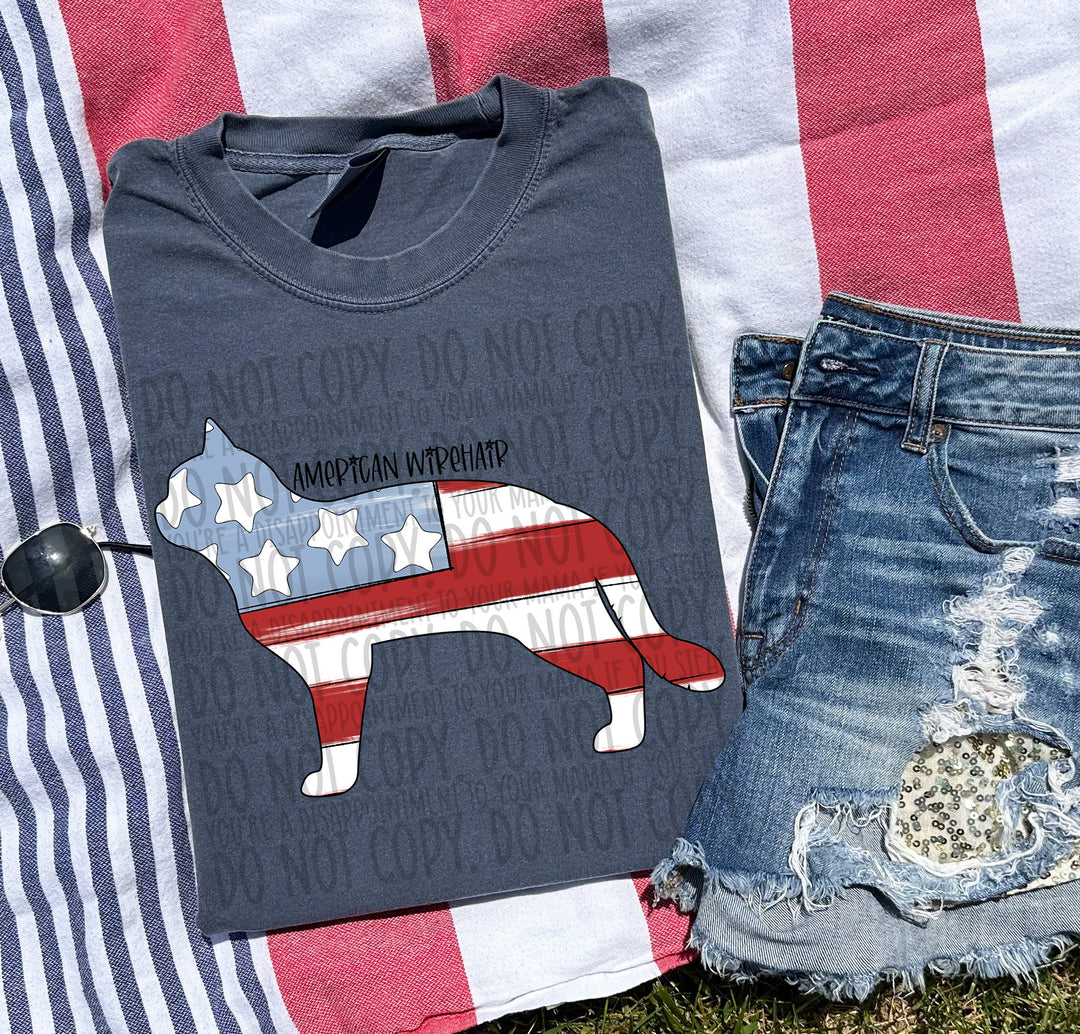 Patriotic Dog Designs Black Text DTF Print