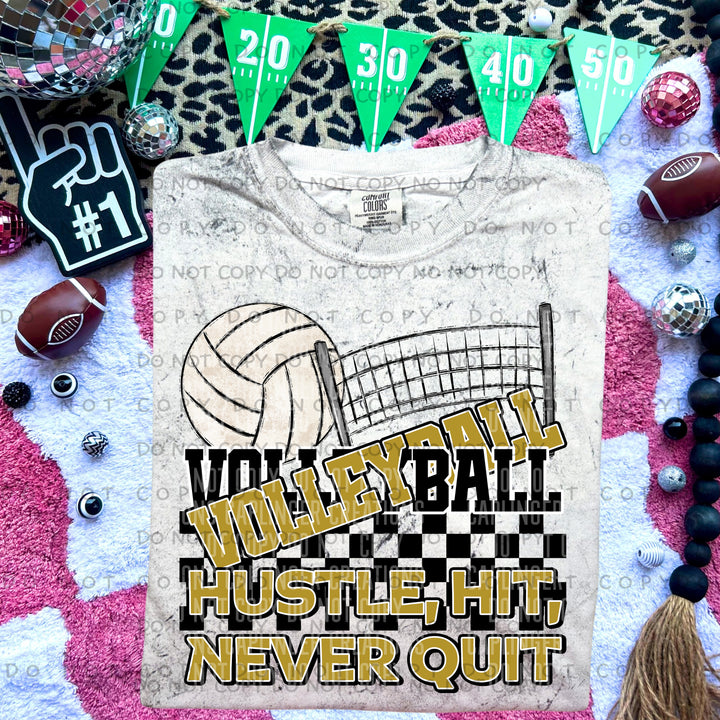 Hustle Hit Never Quit Volleyball DTF Print