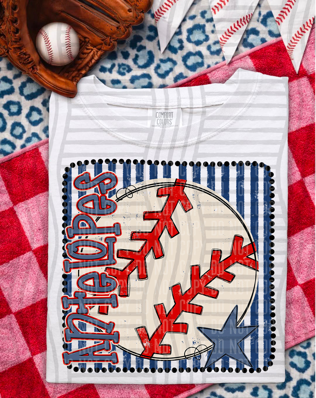 Baseball RWB Framed DTF Print