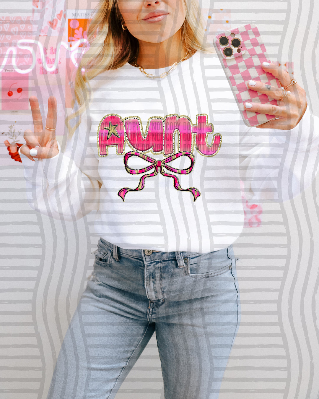 Pink Bow Occupations/Names DTF Print