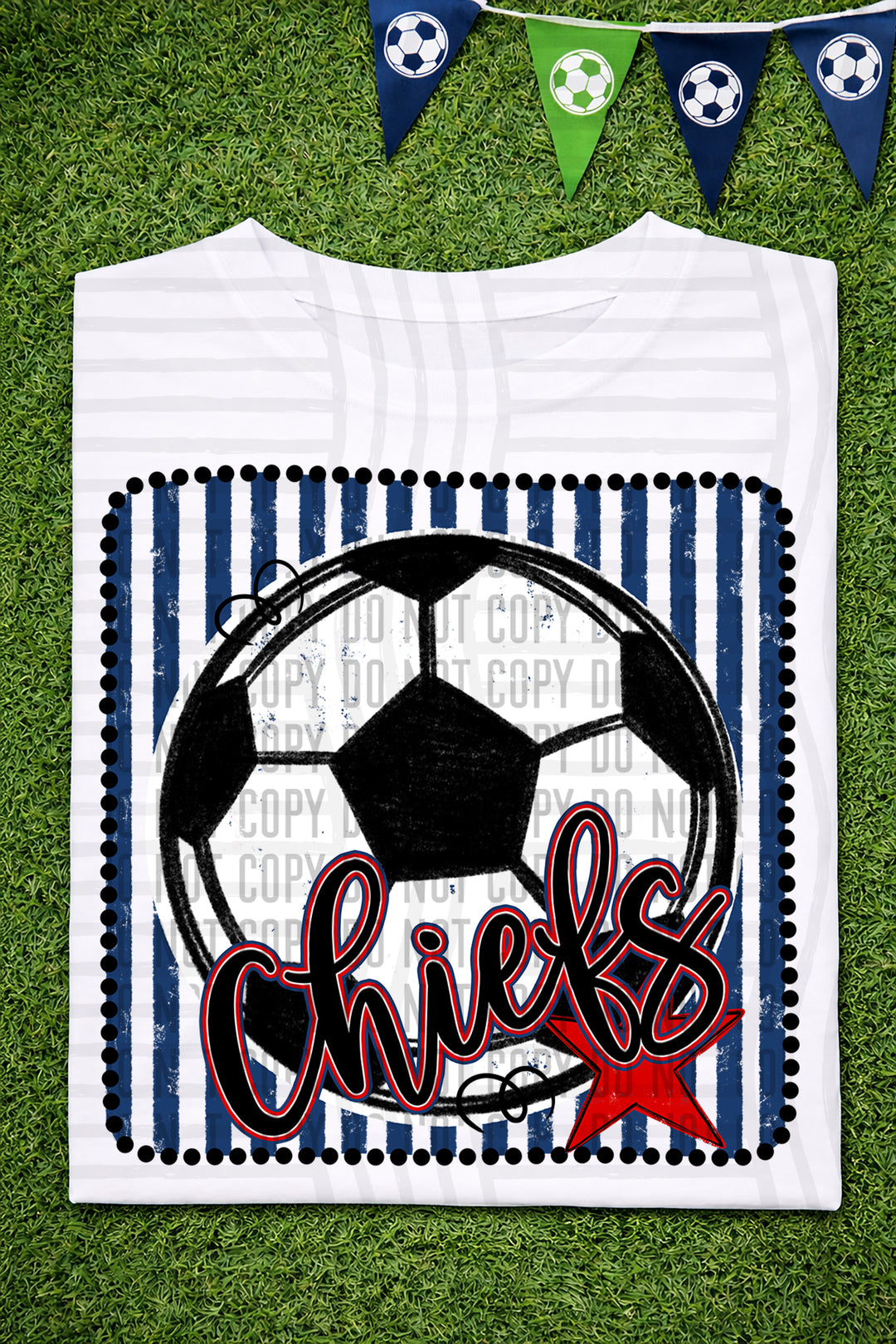 Soccer RWB Framed DTF Print