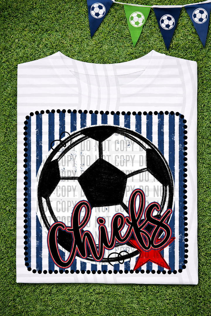 Soccer RWB Framed DTF Print