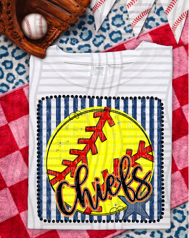 Softball RWB Framed Script DTF Print