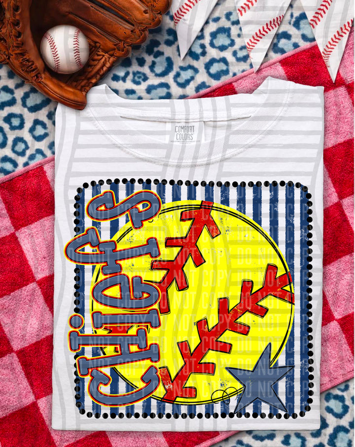 Softball RWB Framed DTF Print