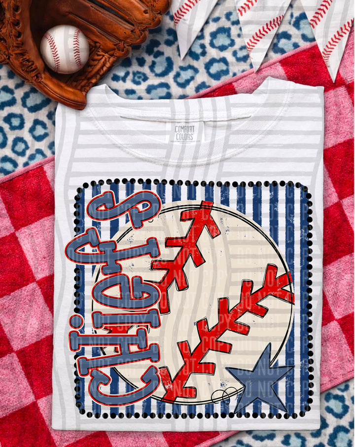 Baseball RWB Framed DTF Print