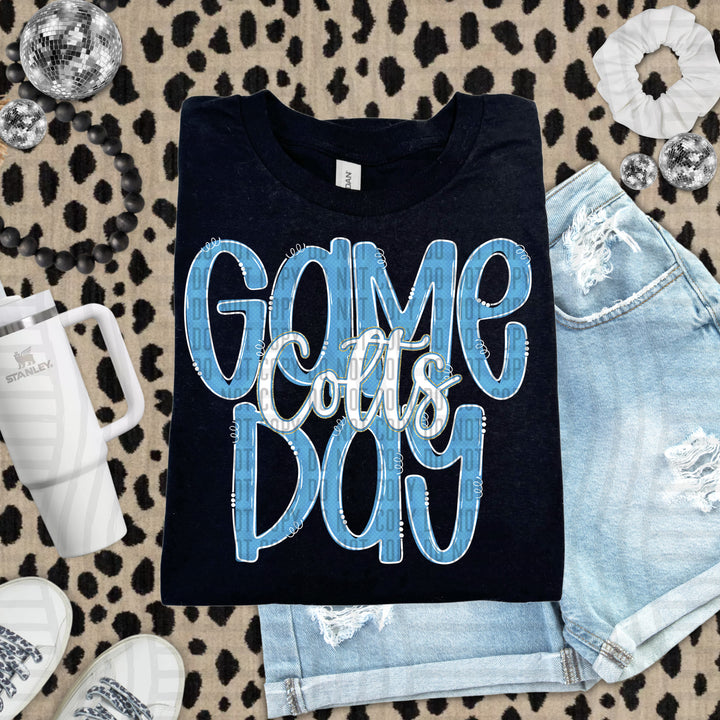 Doodle Gameday Light Blue DTF Print