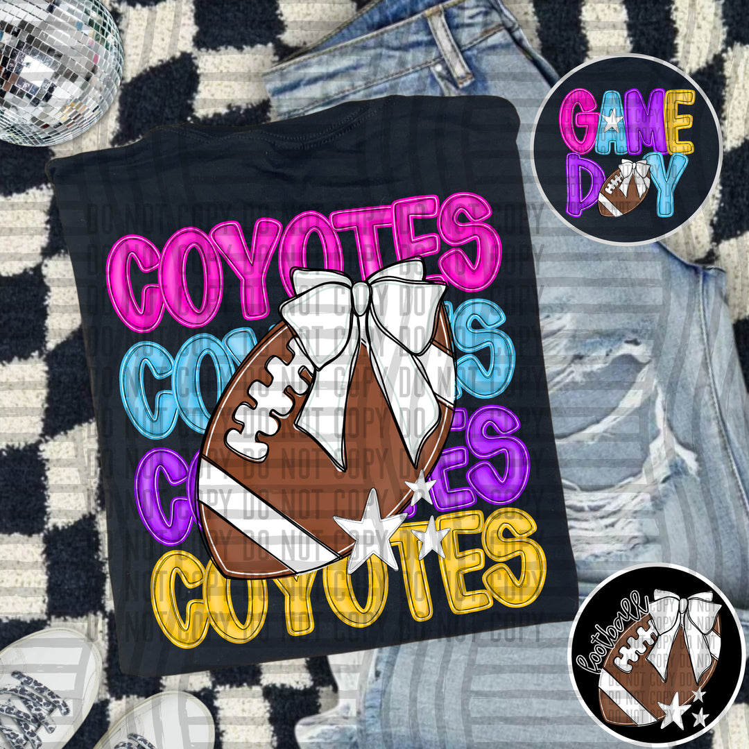 Bright And Preppy Football Stacked DTF Print