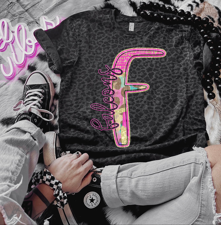 Rainbow Leopard Single Letters DTF Print
