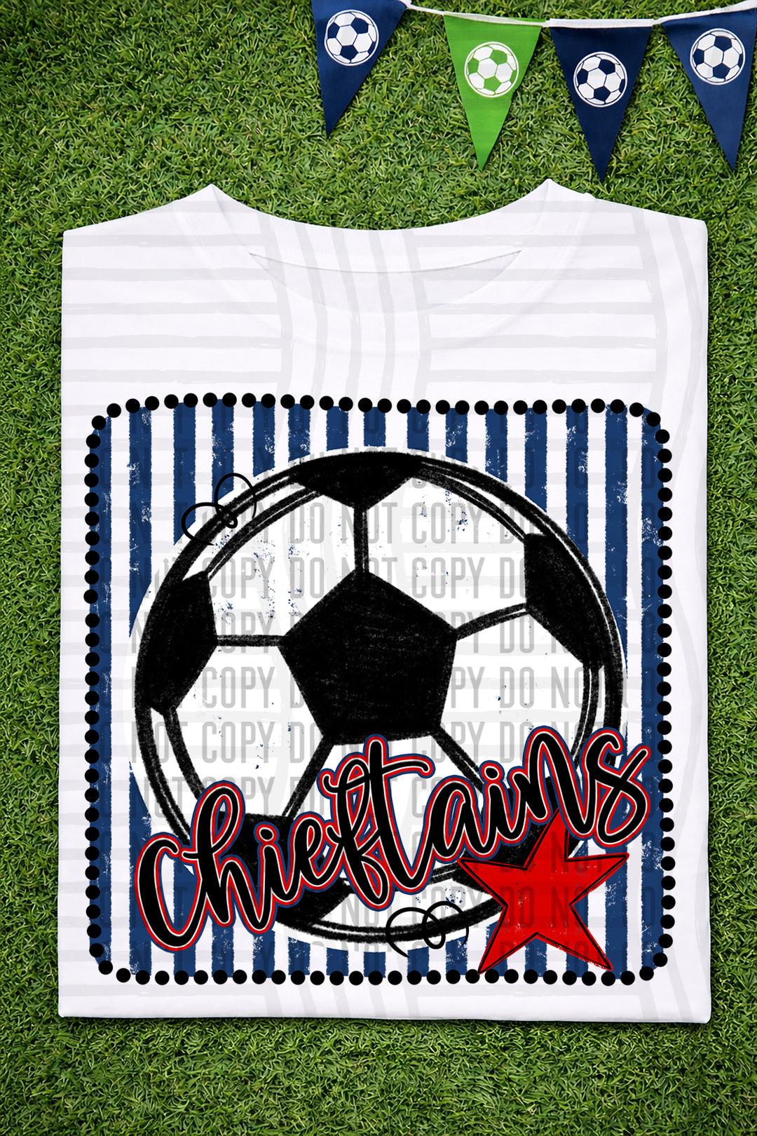 Soccer RWB Framed DTF Print