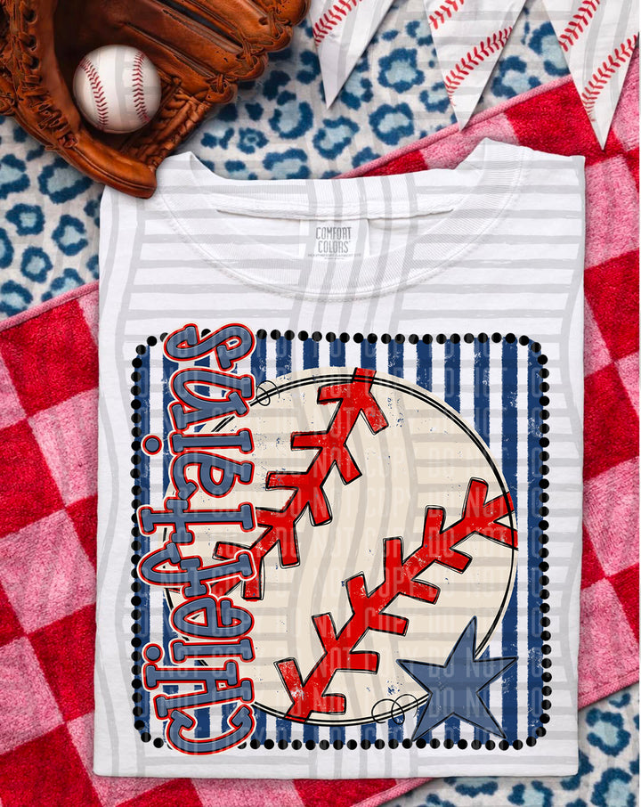 Baseball RWB Framed DTF Print