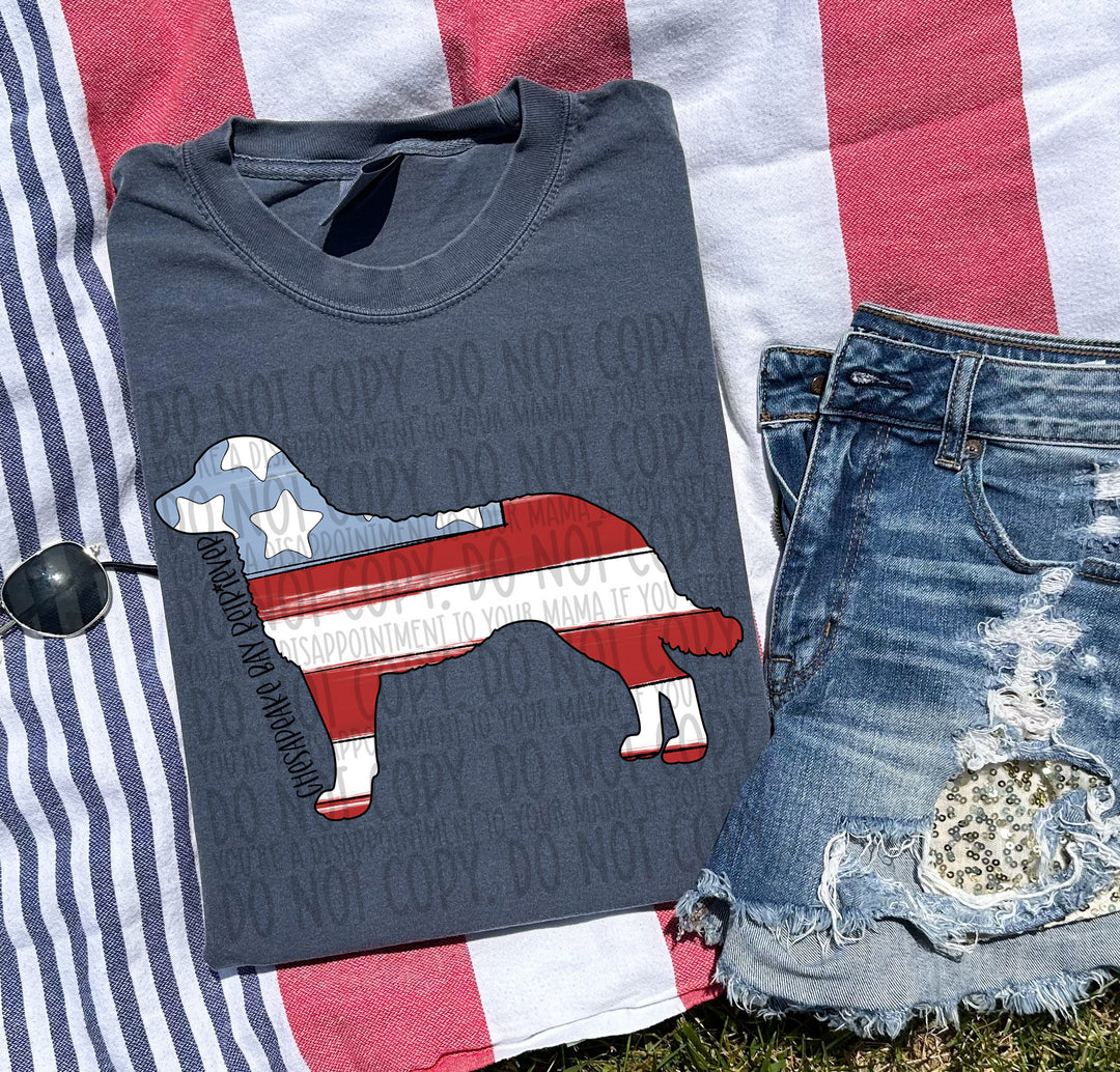 Patriotic Dog Designs Black Text DTF Print