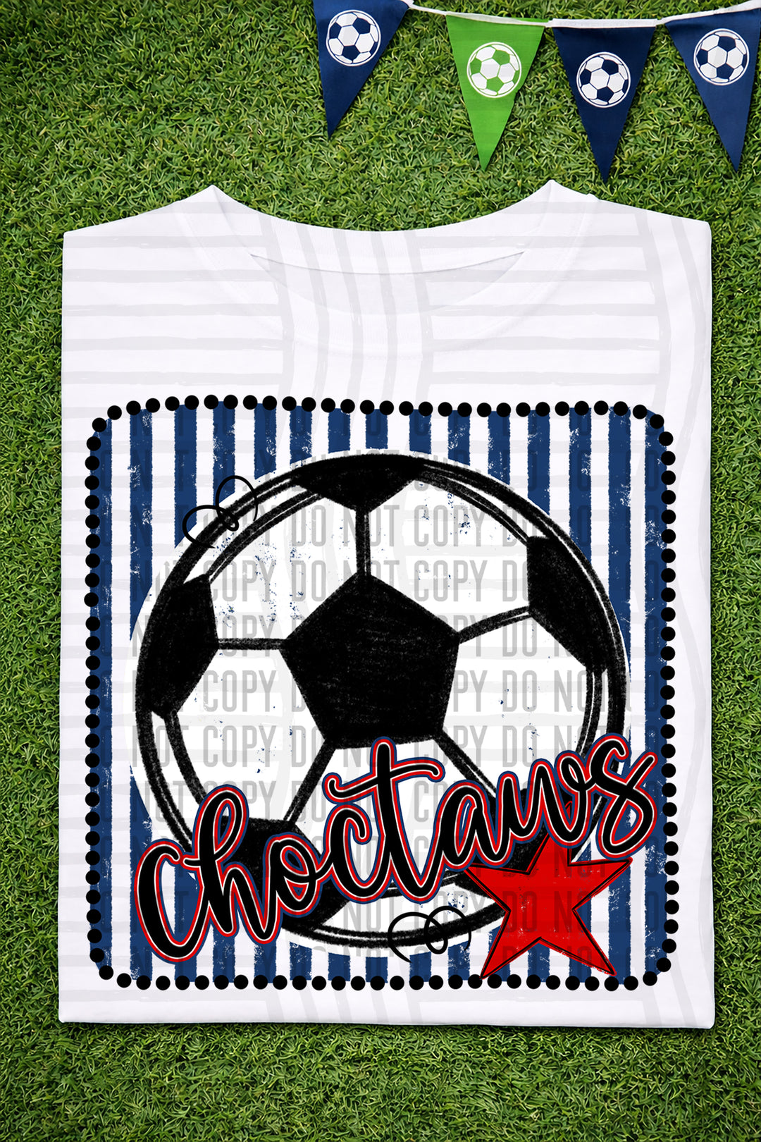 Soccer RWB Framed DTF Print