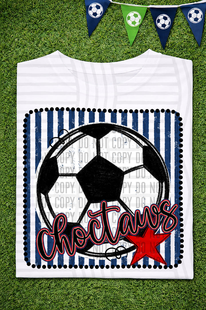 Soccer RWB Framed DTF Print