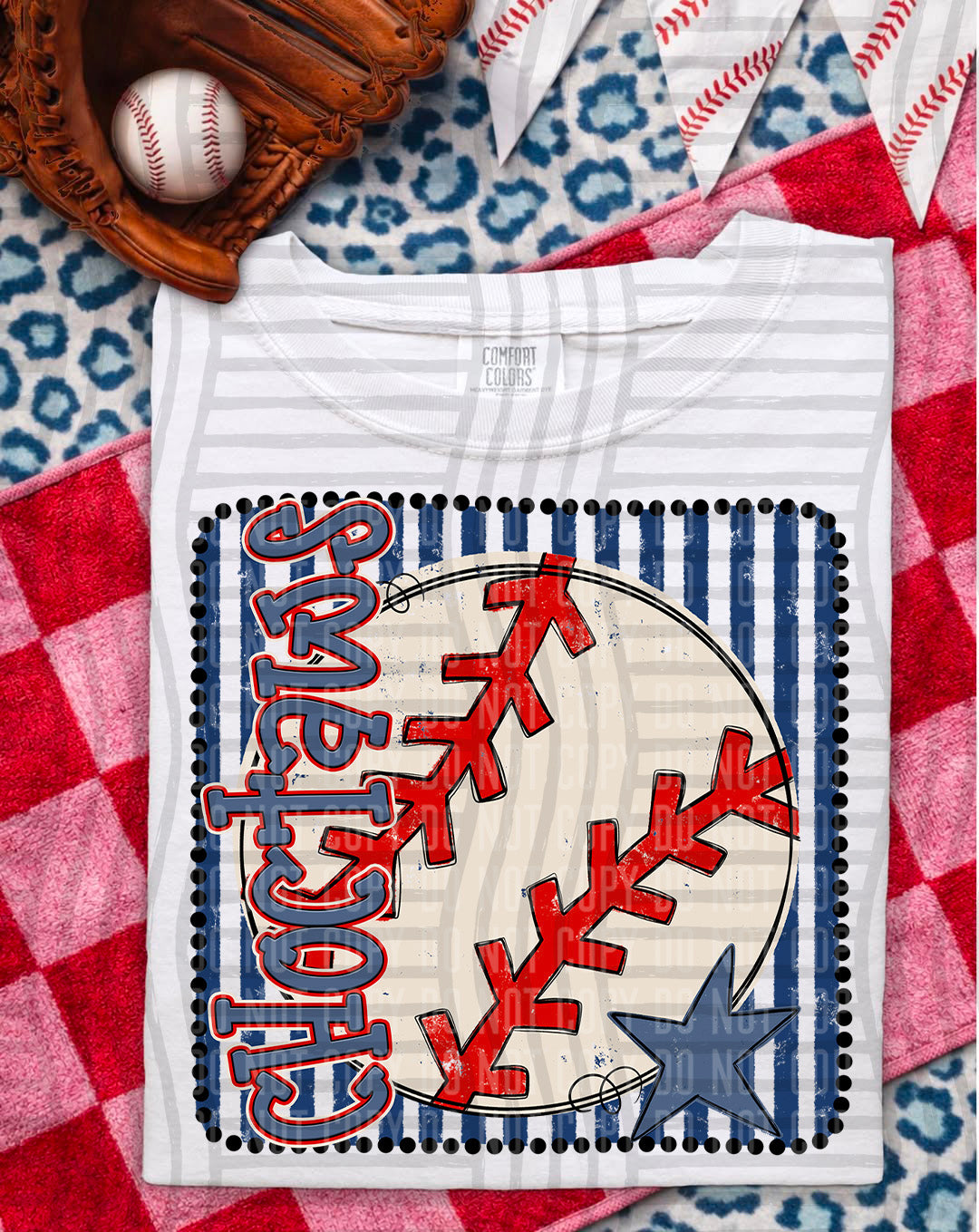 Baseball RWB Framed DTF Print