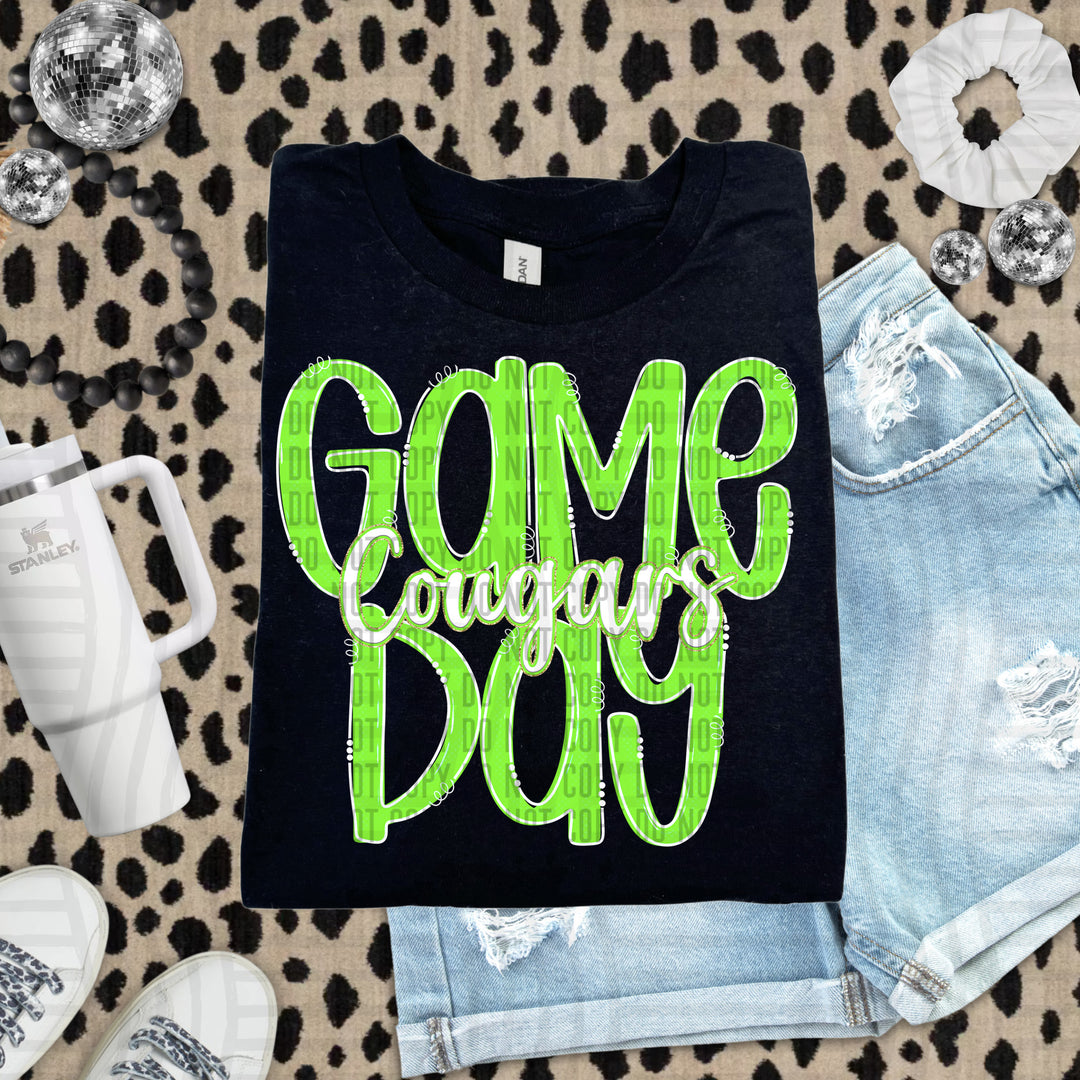 Doodle Gameday Lime DTF Print