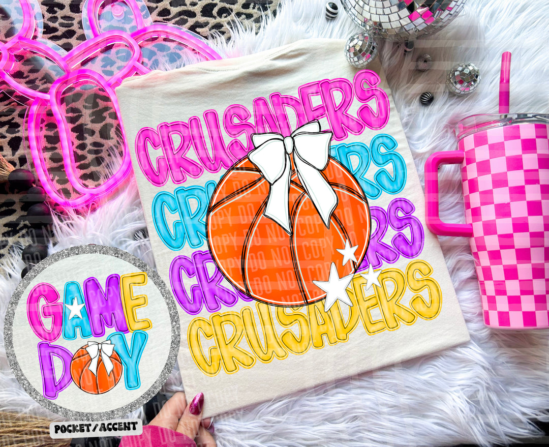 Bright Preppy Basketball DTF Print
