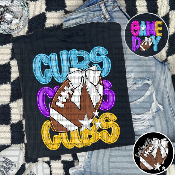 Bright And Preppy Football Stacked DTF Print