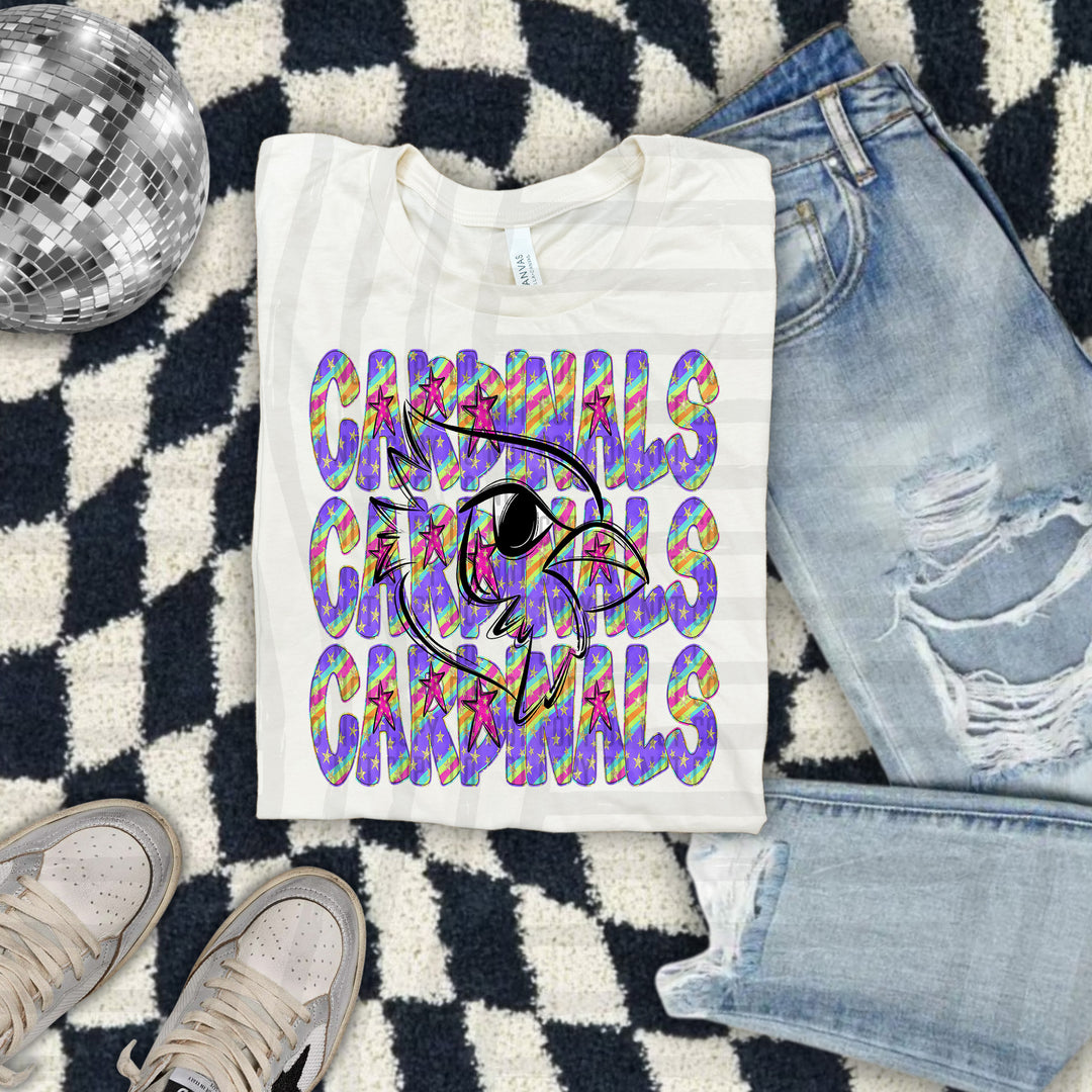 Rainbow Swirl Mascot Outlines DTF Print