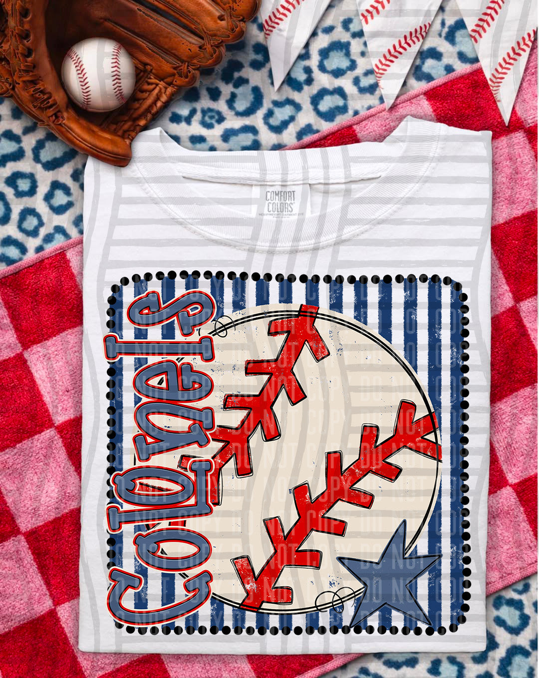 Baseball RWB Framed DTF Print