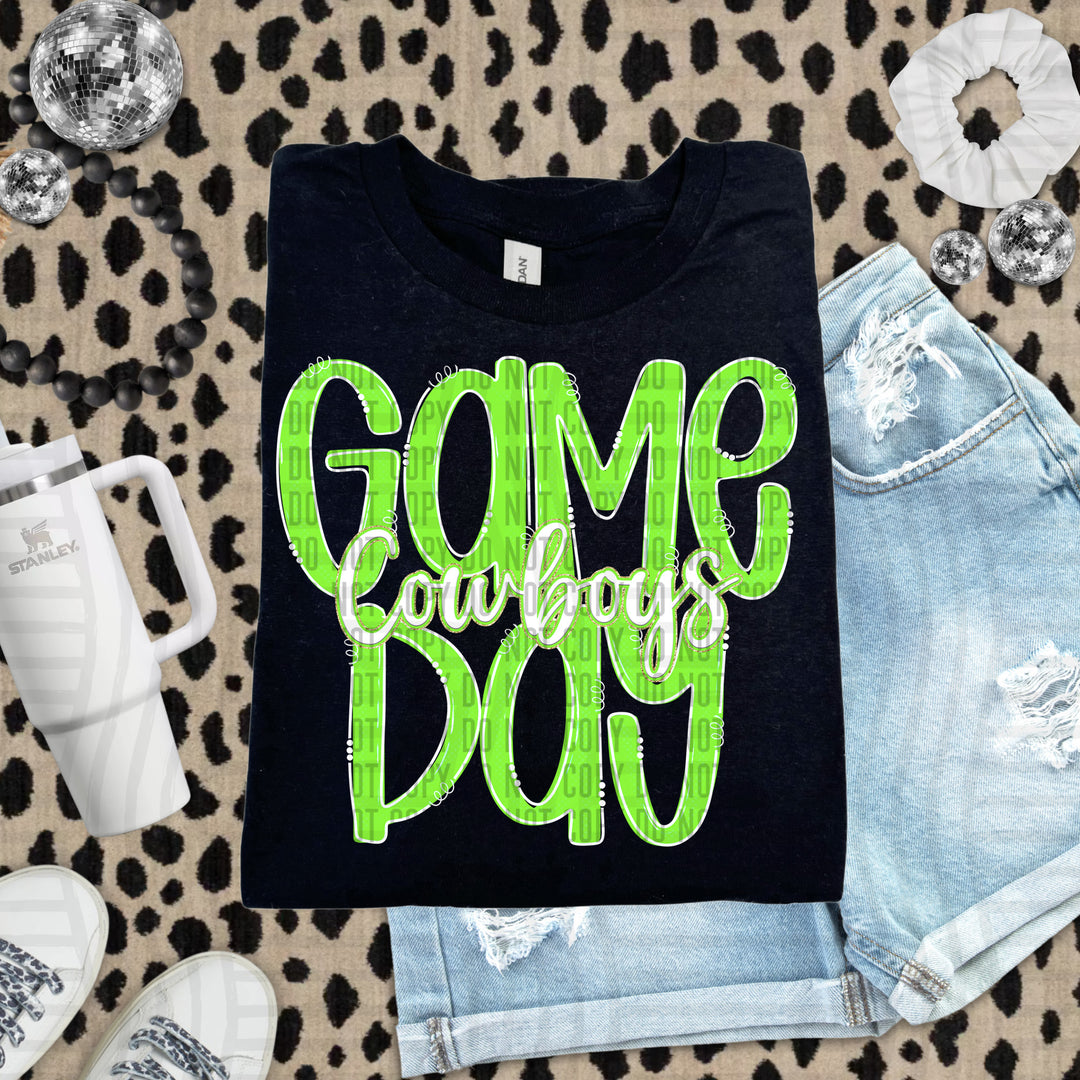 Doodle Gameday Lime DTF Print