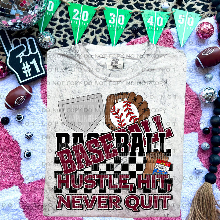 Hustle Hit Never Quit Baseball DTF Print