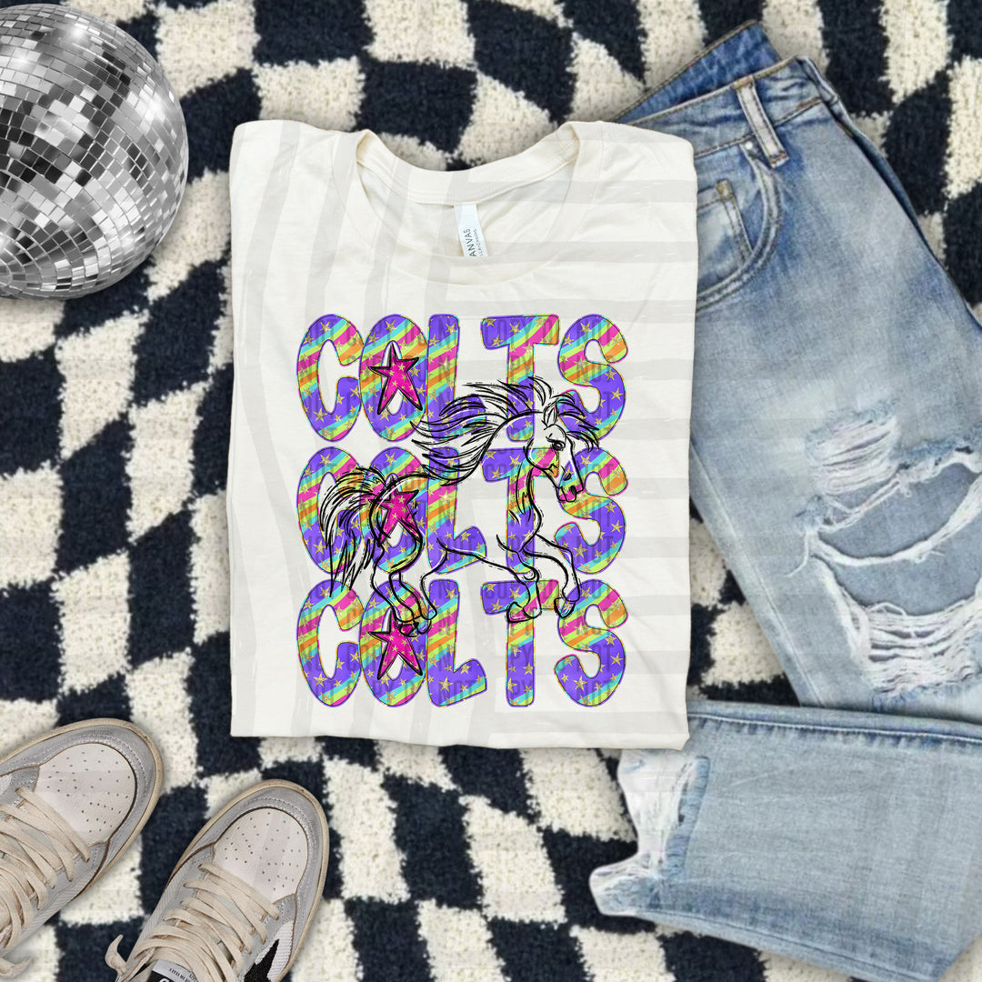 Rainbow Swirl Mascot Outlines DTF Print