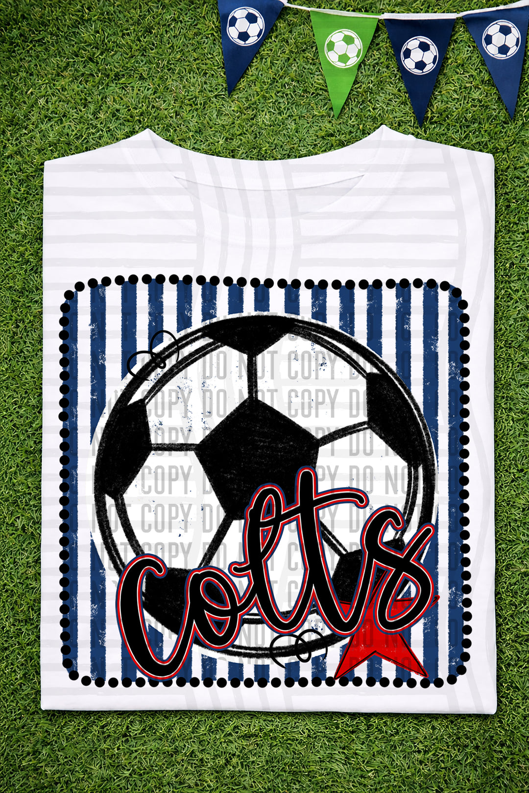 Soccer RWB Framed DTF Print
