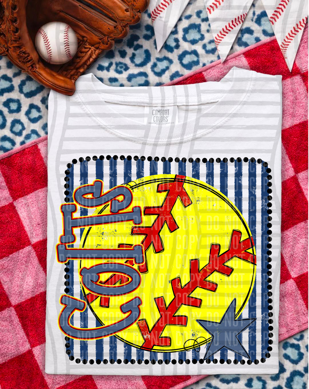 Softball RWB Framed DTF Print