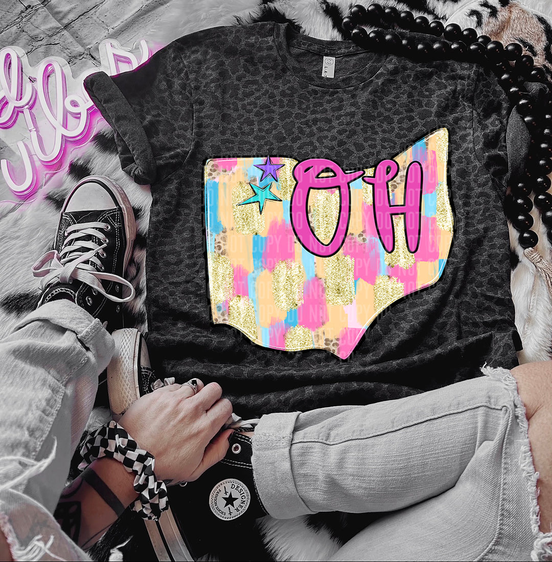 Preppy Bright Brushstroke States DTF Print