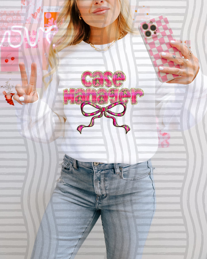 Pink Bow Occupations/Names DTF Print