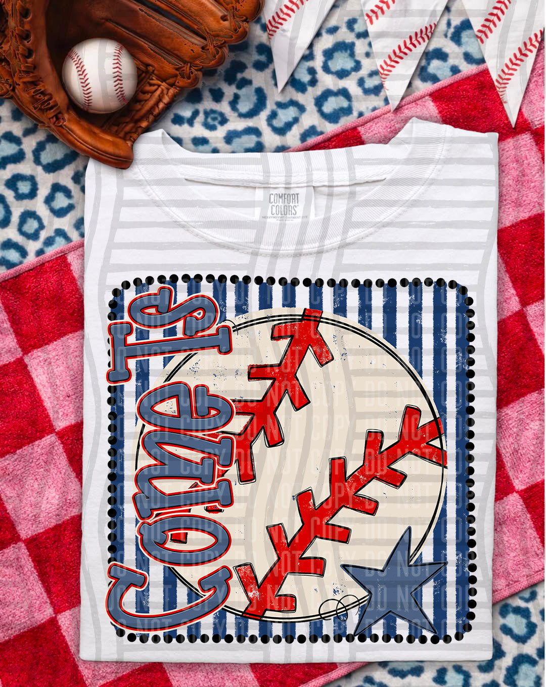 Baseball RWB Framed DTF Print