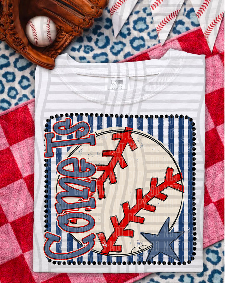 Baseball RWB Framed DTF Print