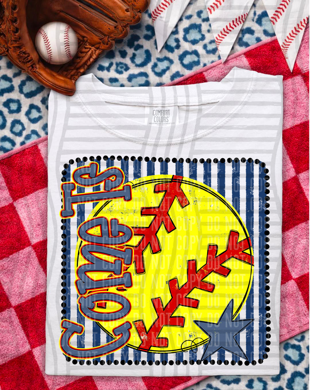 Softball RWB Framed DTF Print
